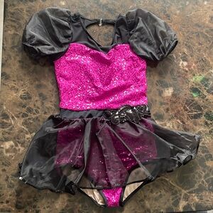 Dance costume pink and black with sequence